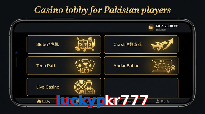 Lobby view of Luckypkr777 for Pakistan users